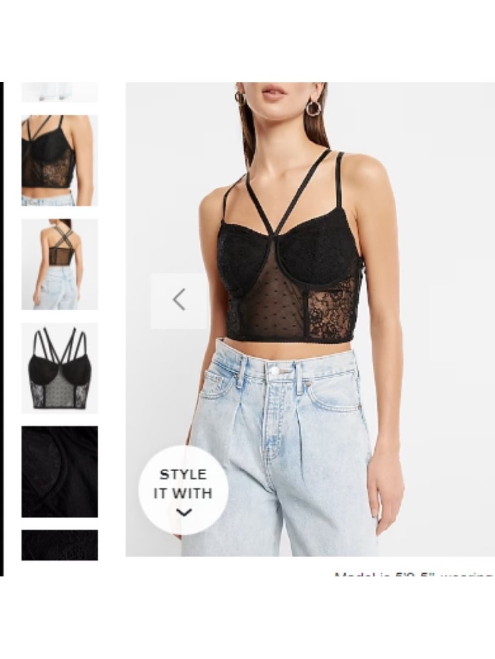 Express lace strappy bustier features a delicate floral lace pattern small NWT